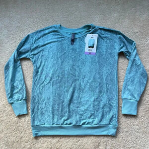 NWT Mondetta Ladies' Lightweight Relaxed Printed Sweatshirt - Arctic Green - XS